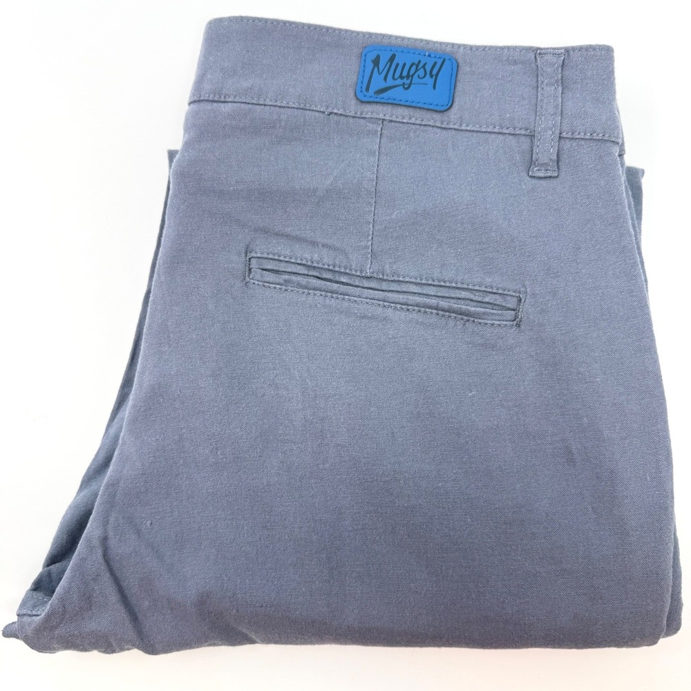 Mugsy Seasides Gray Linen Blend Chino Pants Mens 34x32‎ Stretch Slim